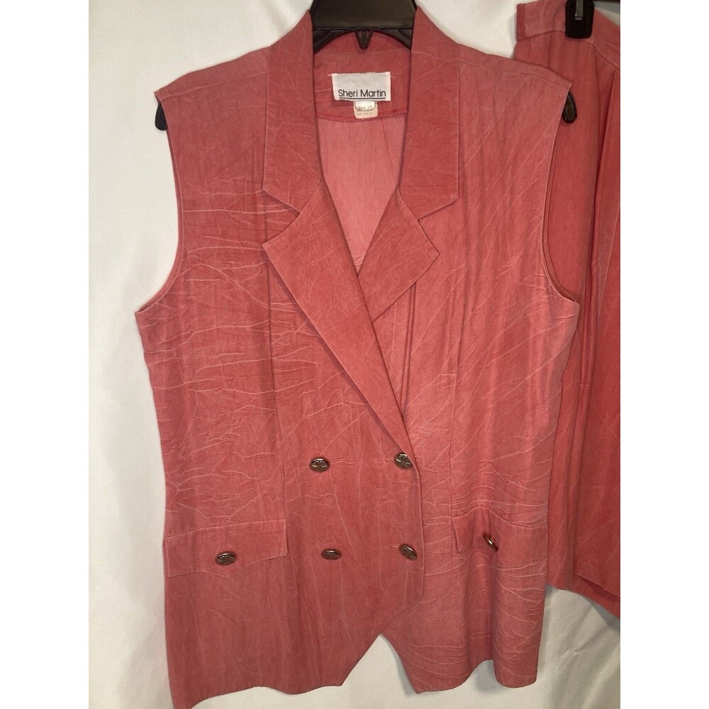80s Sheri Martin Womens 14 Pant Suit Skorts 2 Piece Rose Pink Y2K Friends Office - Picture 2 of 13